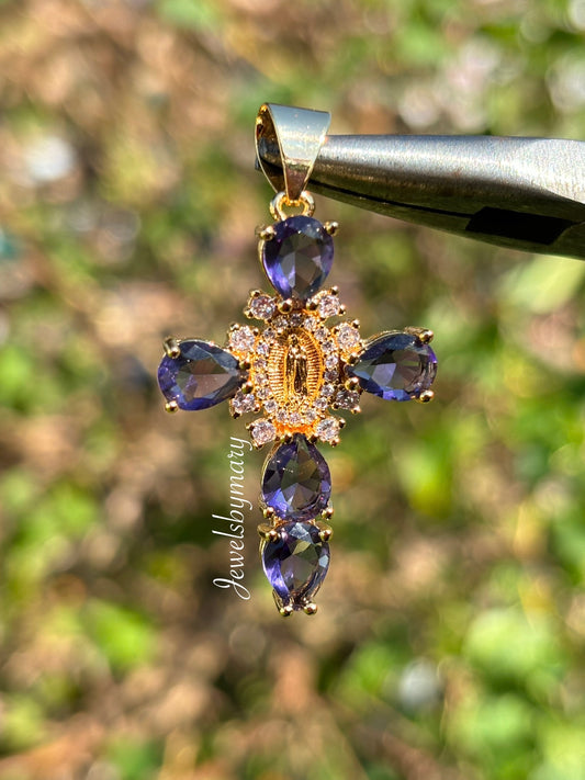 Purple virgencita pendant