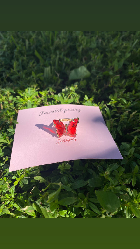 Red butterfly ring