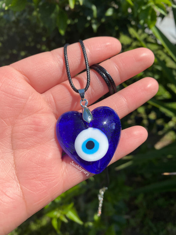 Heart evil eye necklace