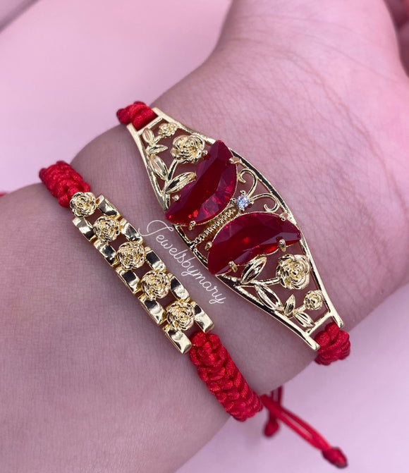 Red butterfly bracelet set