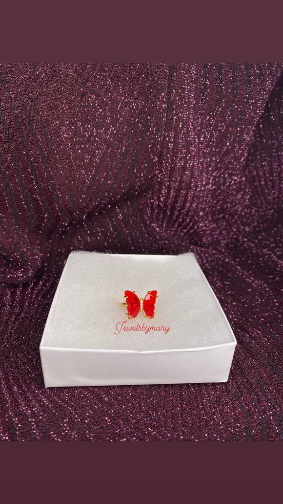 Rotating butterfly ring ( red )