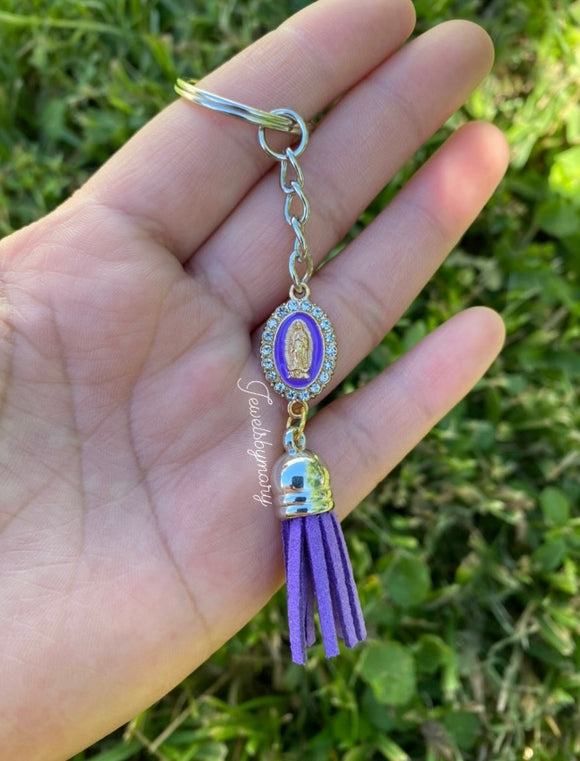 Purple virgencita keychain