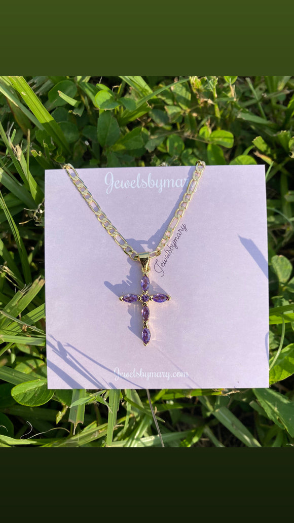 Purple cross necklace