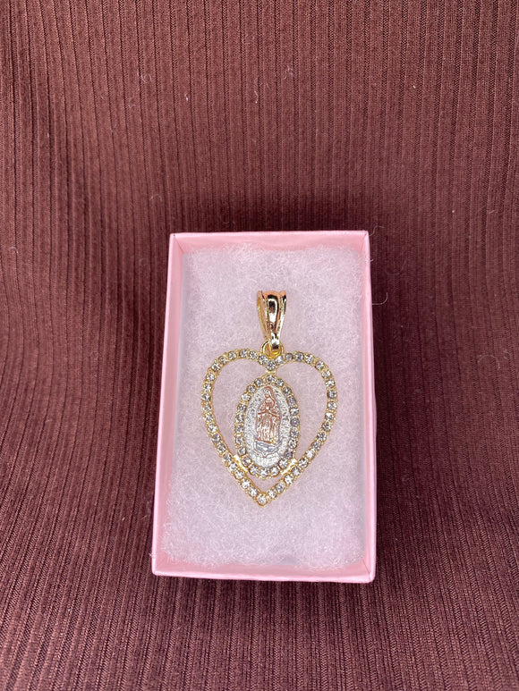 Heart Virgen Mary pendant