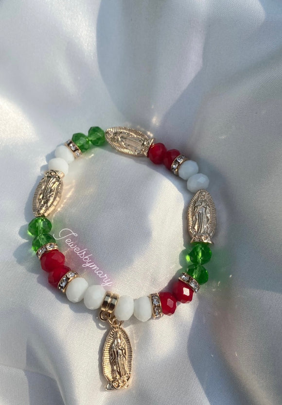 Mexico Virgen Mary bead bracelet