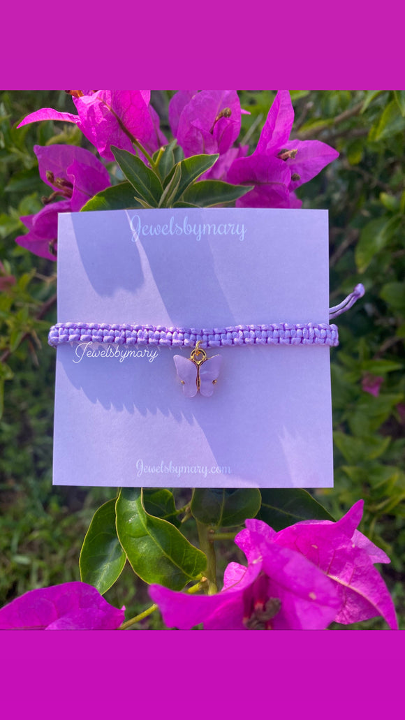 Lavender butterfly bracelet
