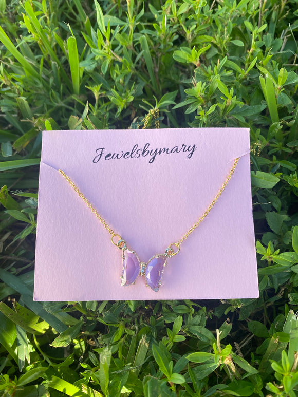 Purple butterfly necklace