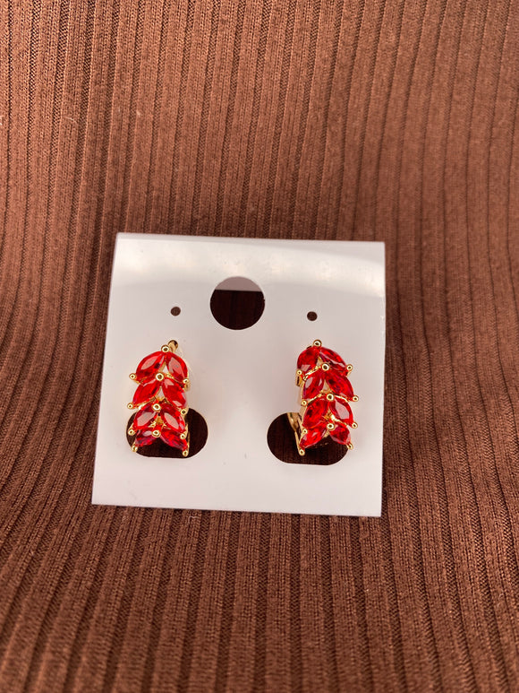 Red huggie earrings