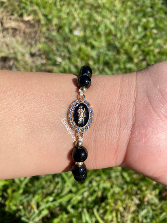 Black San Judas beaded bracelet