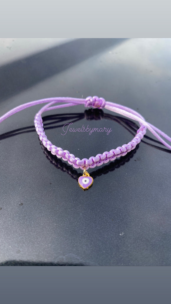 Purple evil eye bracelet