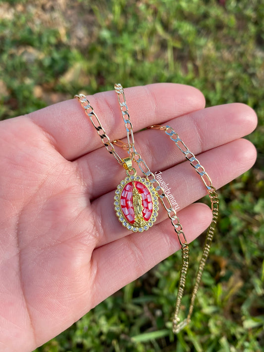 Burgundy Virgen necklace