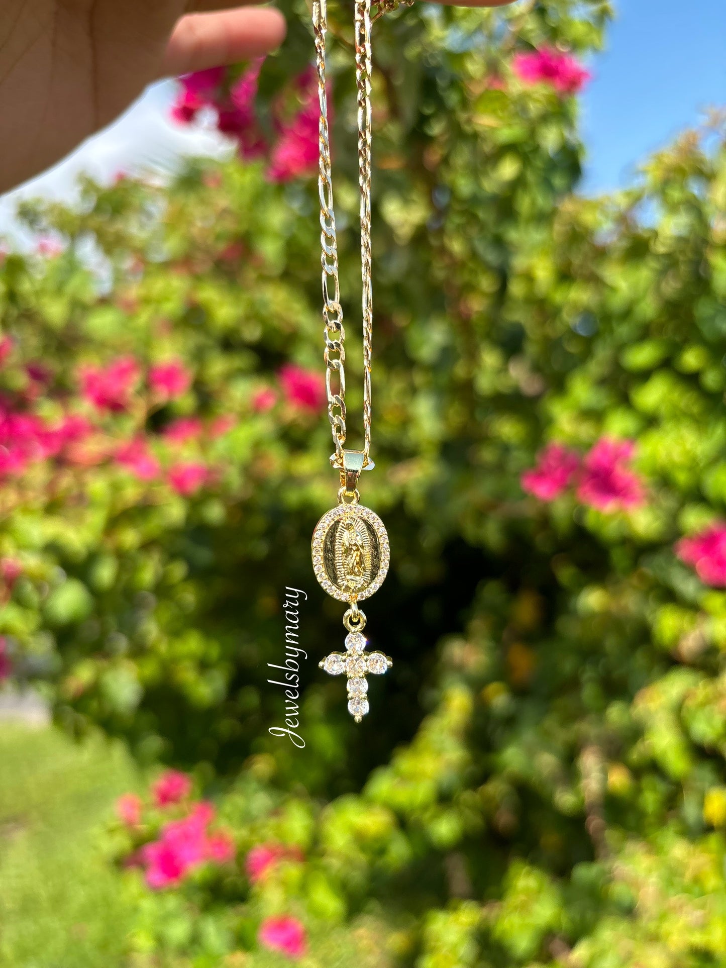 Virgencita cross necklace