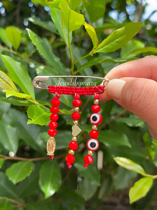 Red virgencita pregnancy pin