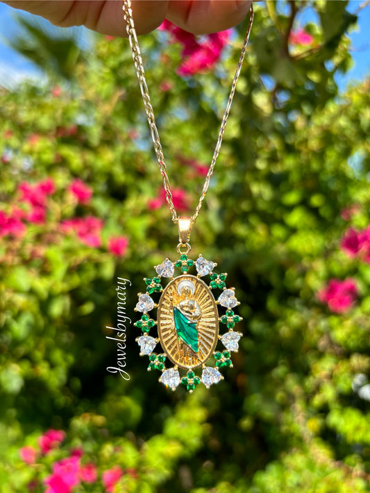 Green San judas necklace