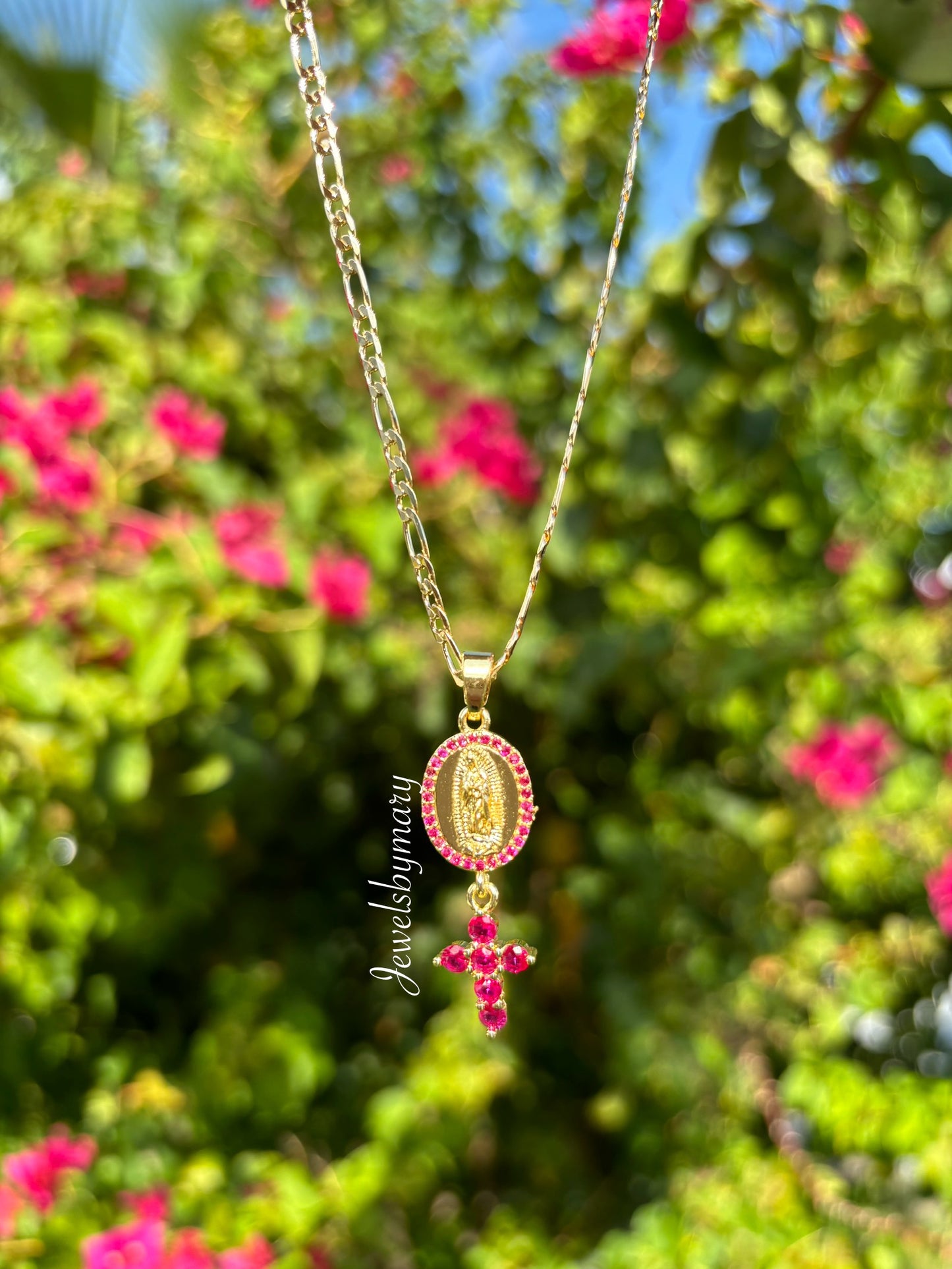 Virgencita cross necklace