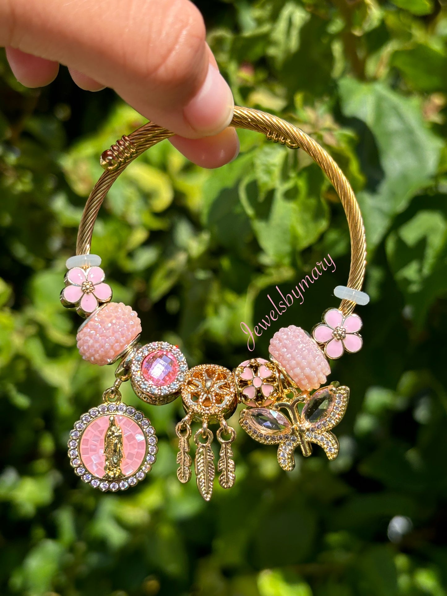 Pink virgencita Pandora bracelet