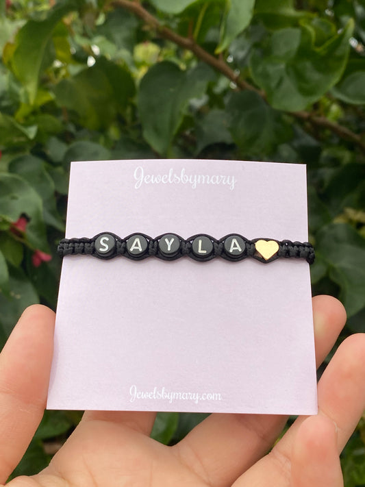 Custom name heart bracelet