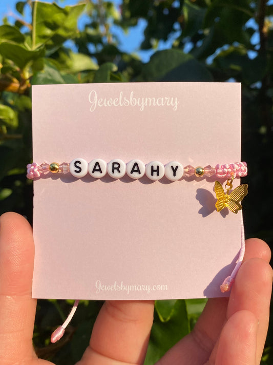 Custom name butterfly bracelet