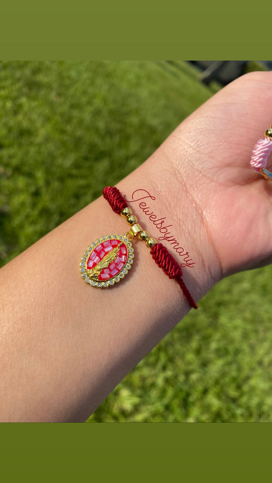 Burgundy virgencita bracelet