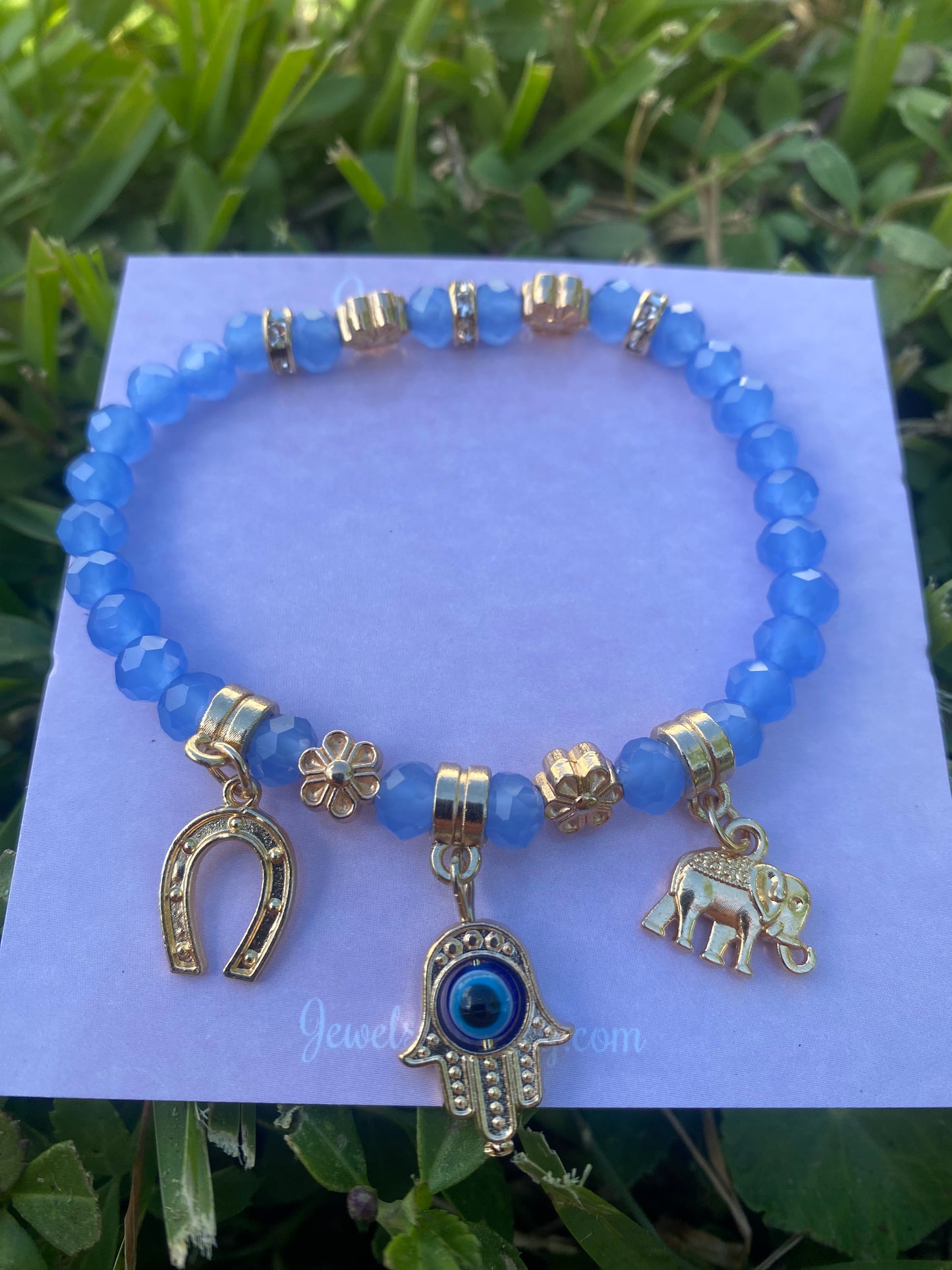 Baby blue charm bracelet