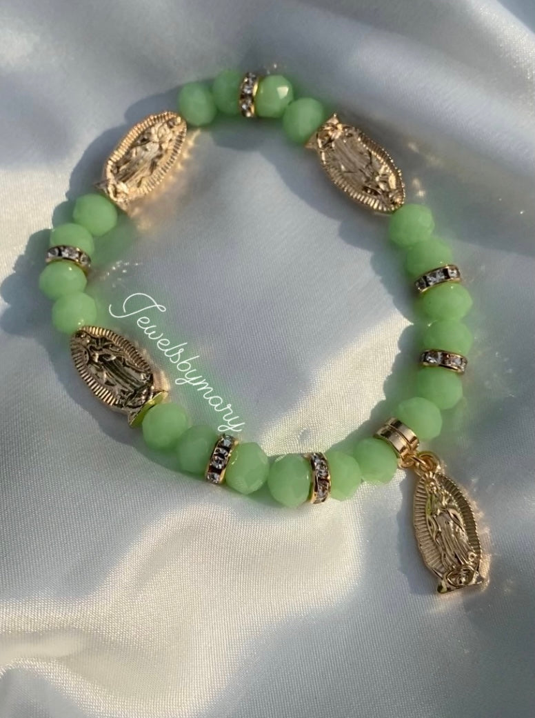 Lime green Virgen Mary bracelet