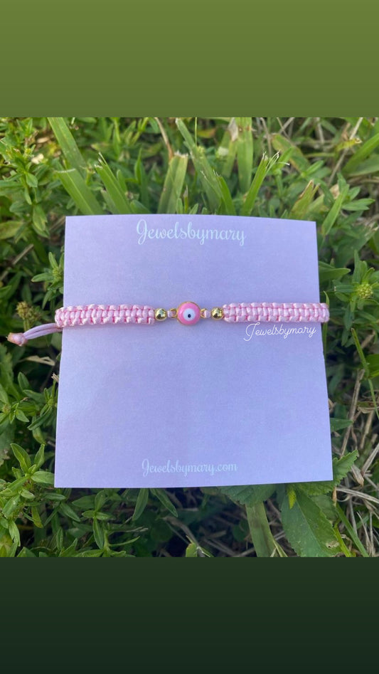 Pink evil eye bracelet