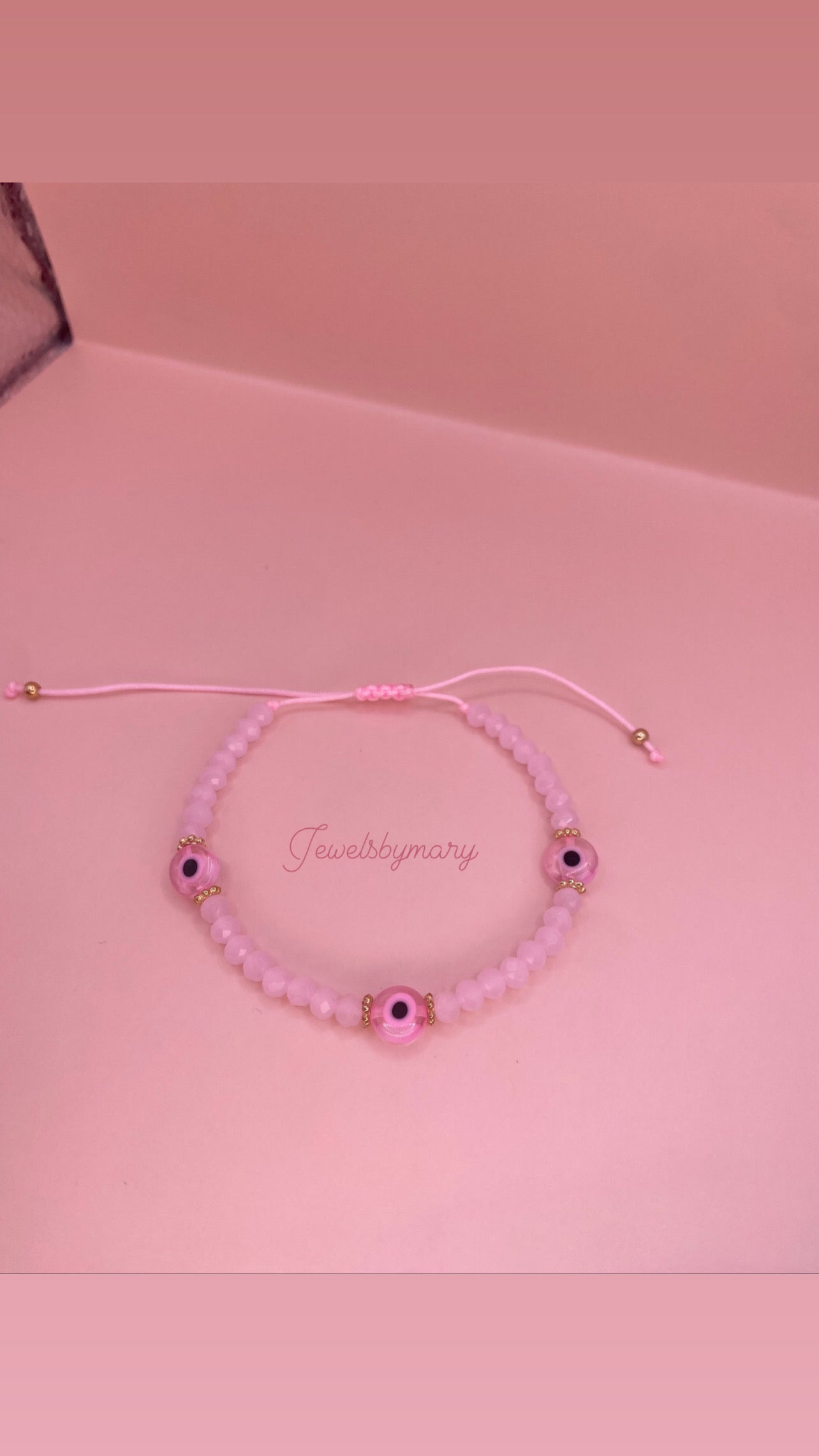 Pink evil eye bracelet