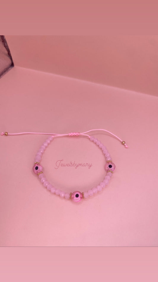 Pink evil eye bracelet