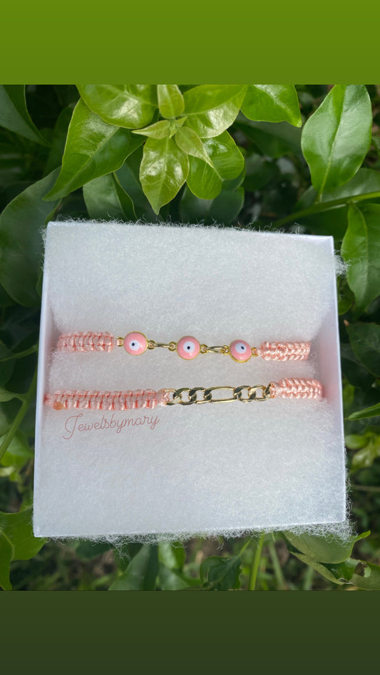 Pink evil eye bracelet