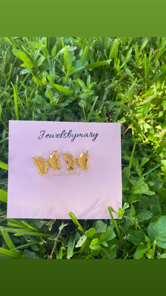 Yellow butterfly earrings