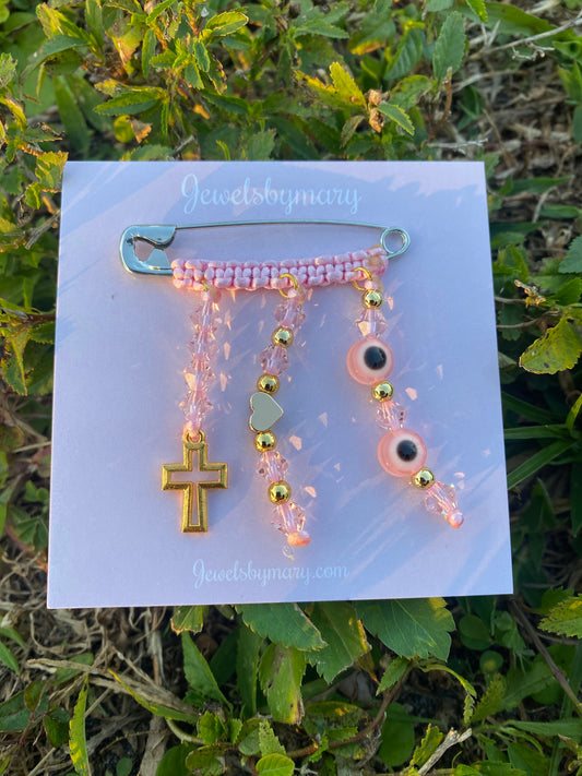 Pink cross pregnancy brooch