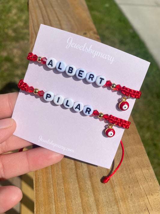 Evil eye custom Name bracelet