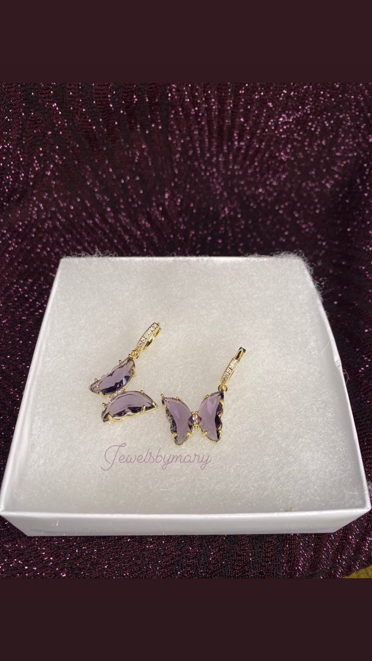 Purple butterfly earrings