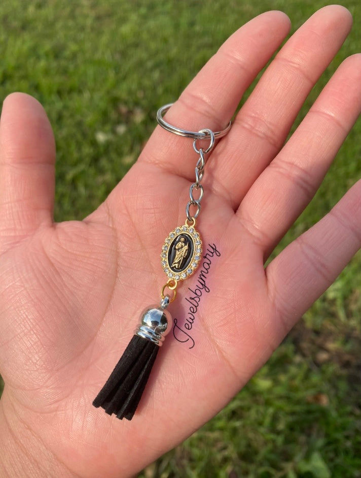 San Judas black keychain