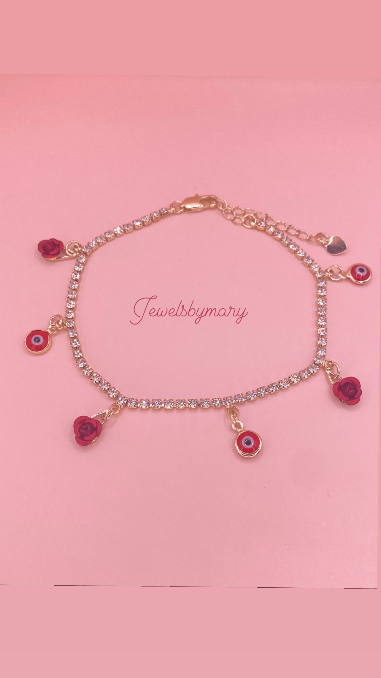 Evil eye with rose tennis bracelet