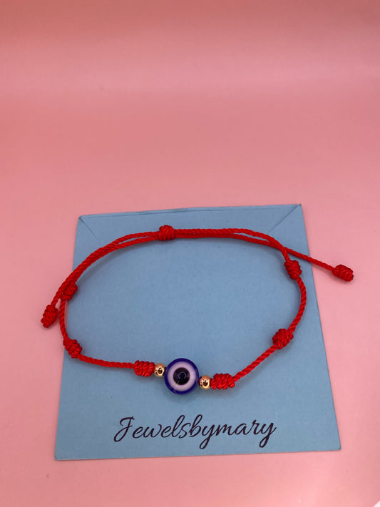 Blue evil eye 7 knot bracelet