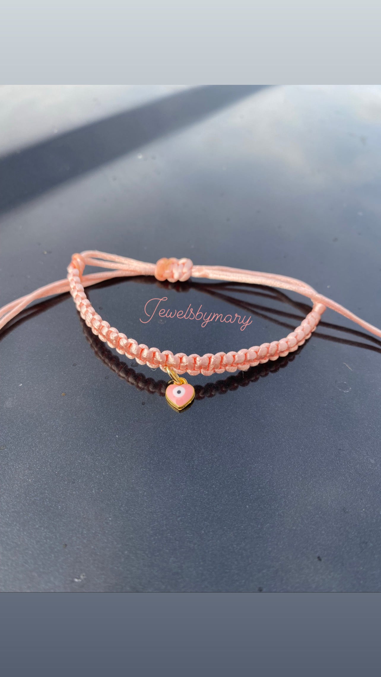 Pink evil eye bracelet