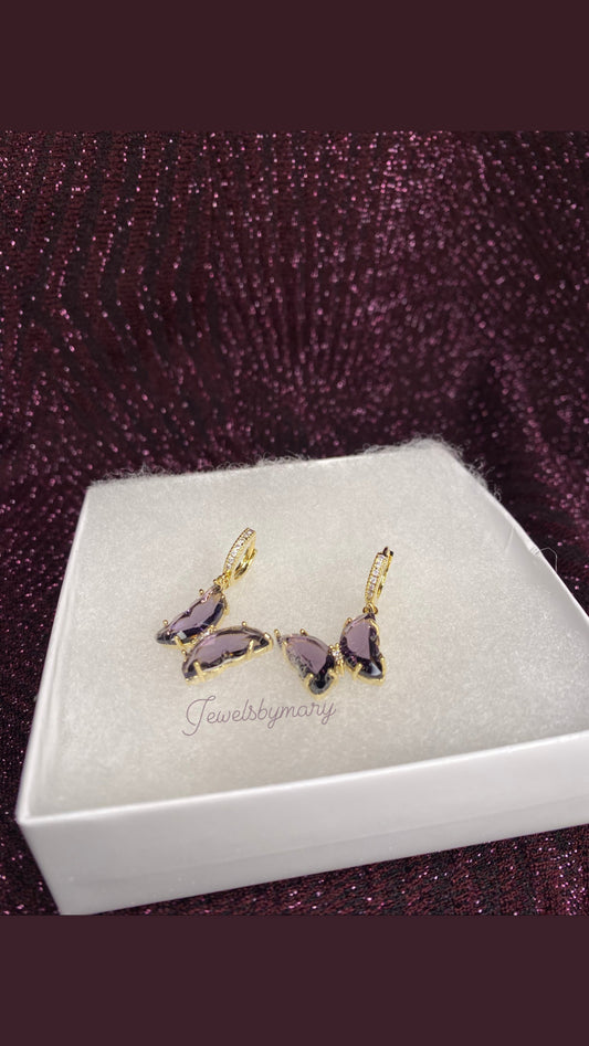 Purple butterfly earrings