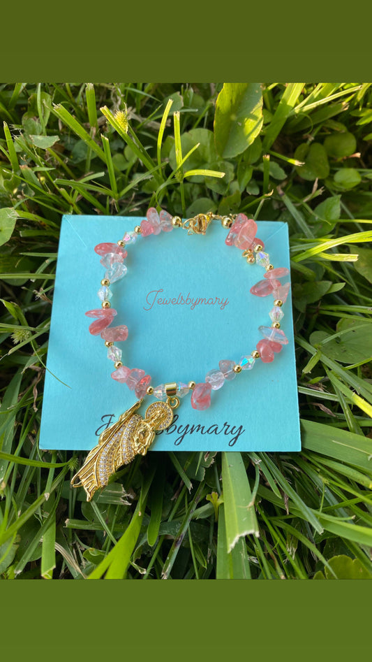 San Judas pink crystal bracelet